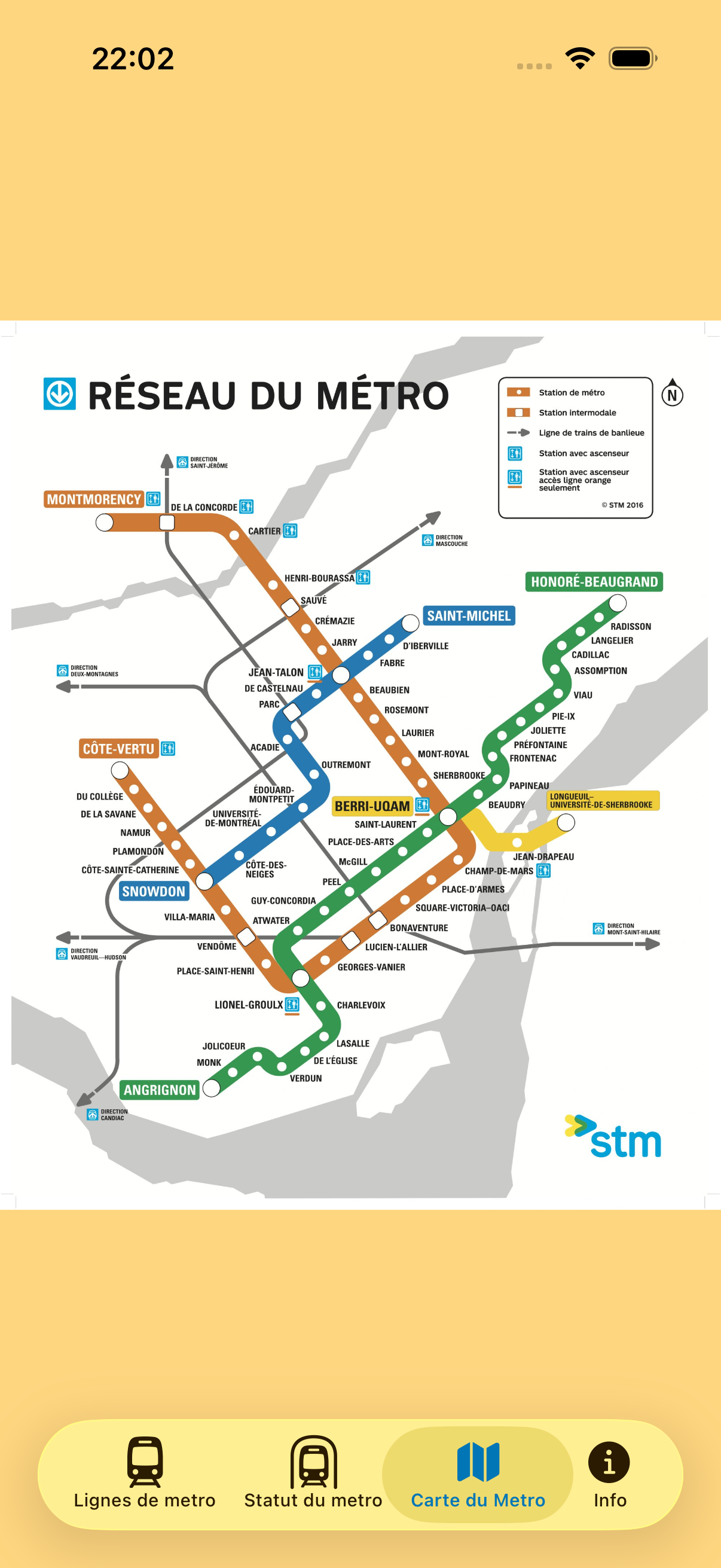 Vue de la carte du métro